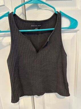 American Eagle Outfitters Black Ribbed V-Notch Tank